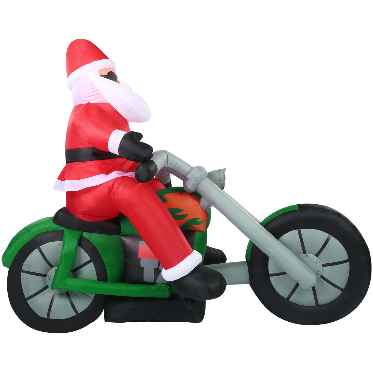 6-Ft. Wide Prelit Motorcycle Santa Inflatable