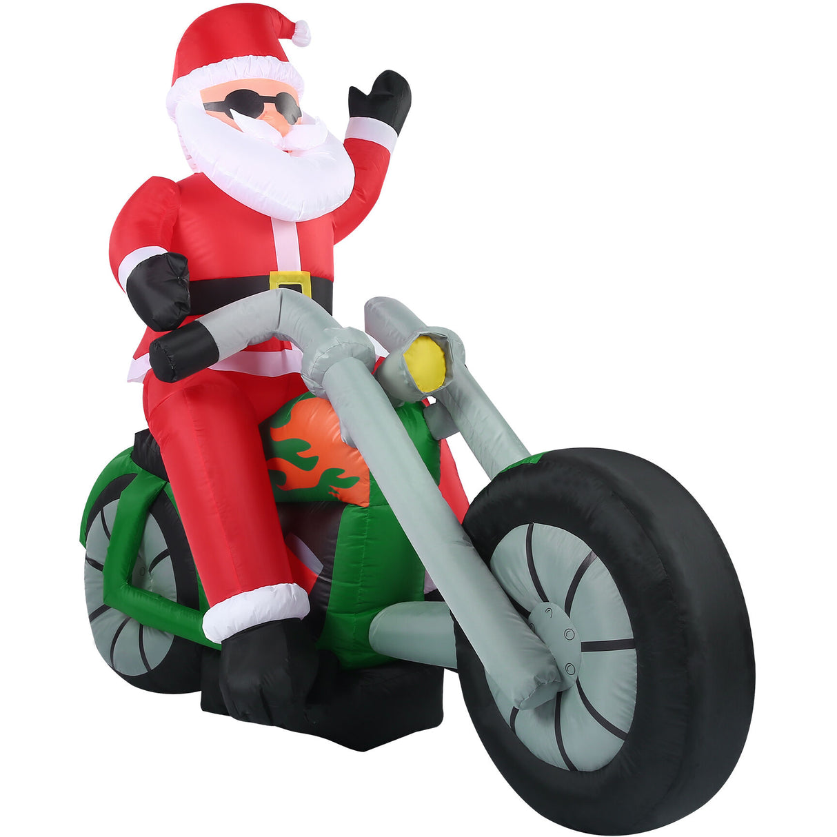 6-Ft. Wide Prelit Motorcycle Santa Inflatable