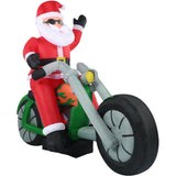 6-Ft. Wide Prelit Motorcycle Santa Inflatable