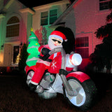 7-Ft. Wide Prelit Santa on Motorcycle Inflatable