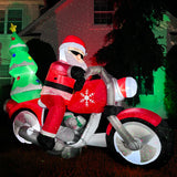 7-Ft. Wide Prelit Santa on Motorcycle Inflatable
