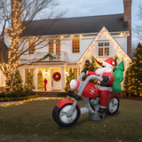 7-Ft. Wide Prelit Santa on Motorcycle Inflatable