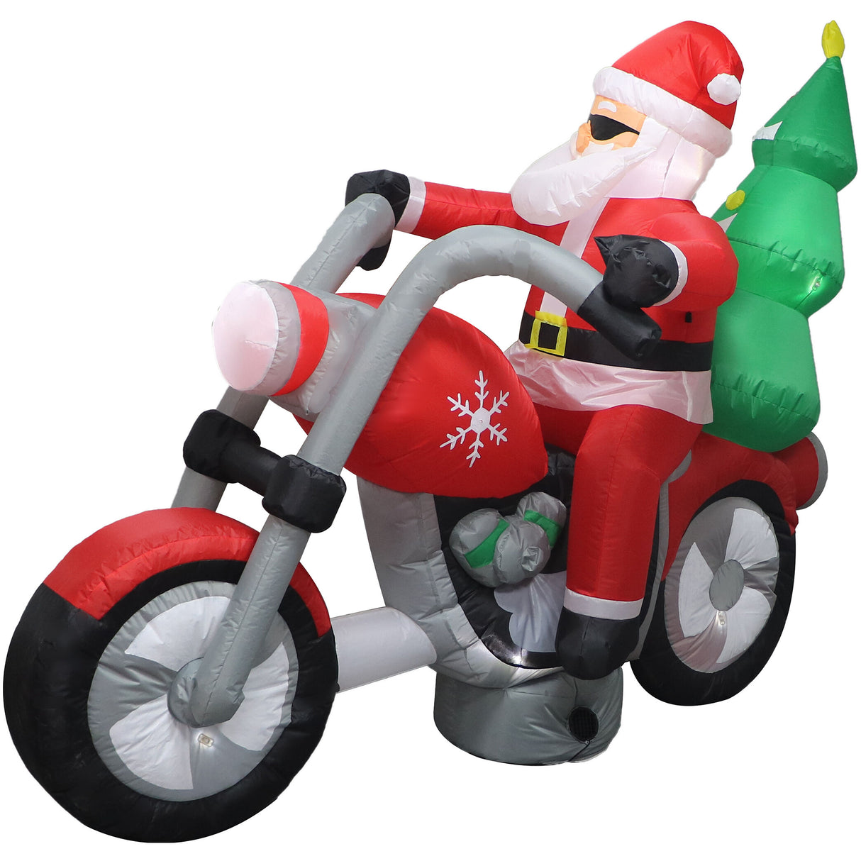 7-Ft. Wide Prelit Santa on Motorcycle Inflatable
