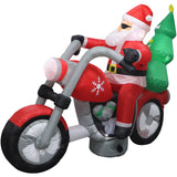 7-Ft. Wide Prelit Santa on Motorcycle Inflatable
