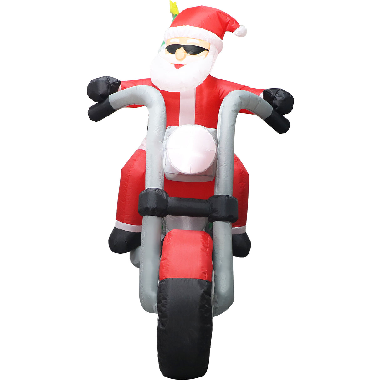 7-Ft. Wide Prelit Santa on Motorcycle Inflatable