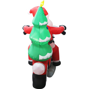 7-Ft. Wide Prelit Santa on Motorcycle Inflatable