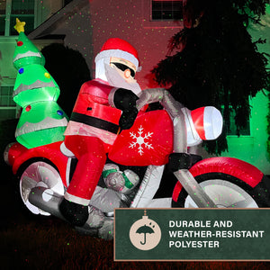 7-Ft. Wide Prelit Santa on Motorcycle Inflatable