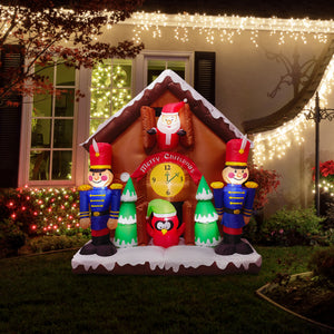 6-Ft. Tall Prelit Santa Nutcracker Cuckoo Clock Inflatable with Music