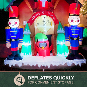 6-Ft. Tall Prelit Santa Nutcracker Cuckoo Clock Inflatable with Music