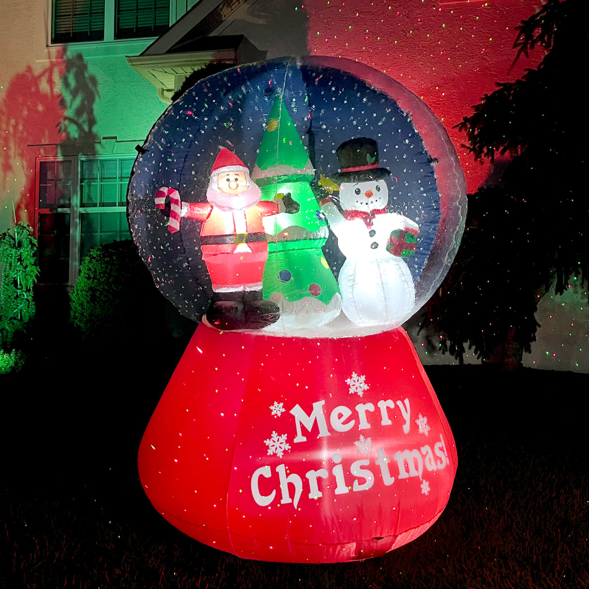 6-Ft. Tall Prelit Santa and Snowman Snow Globe Inflatable