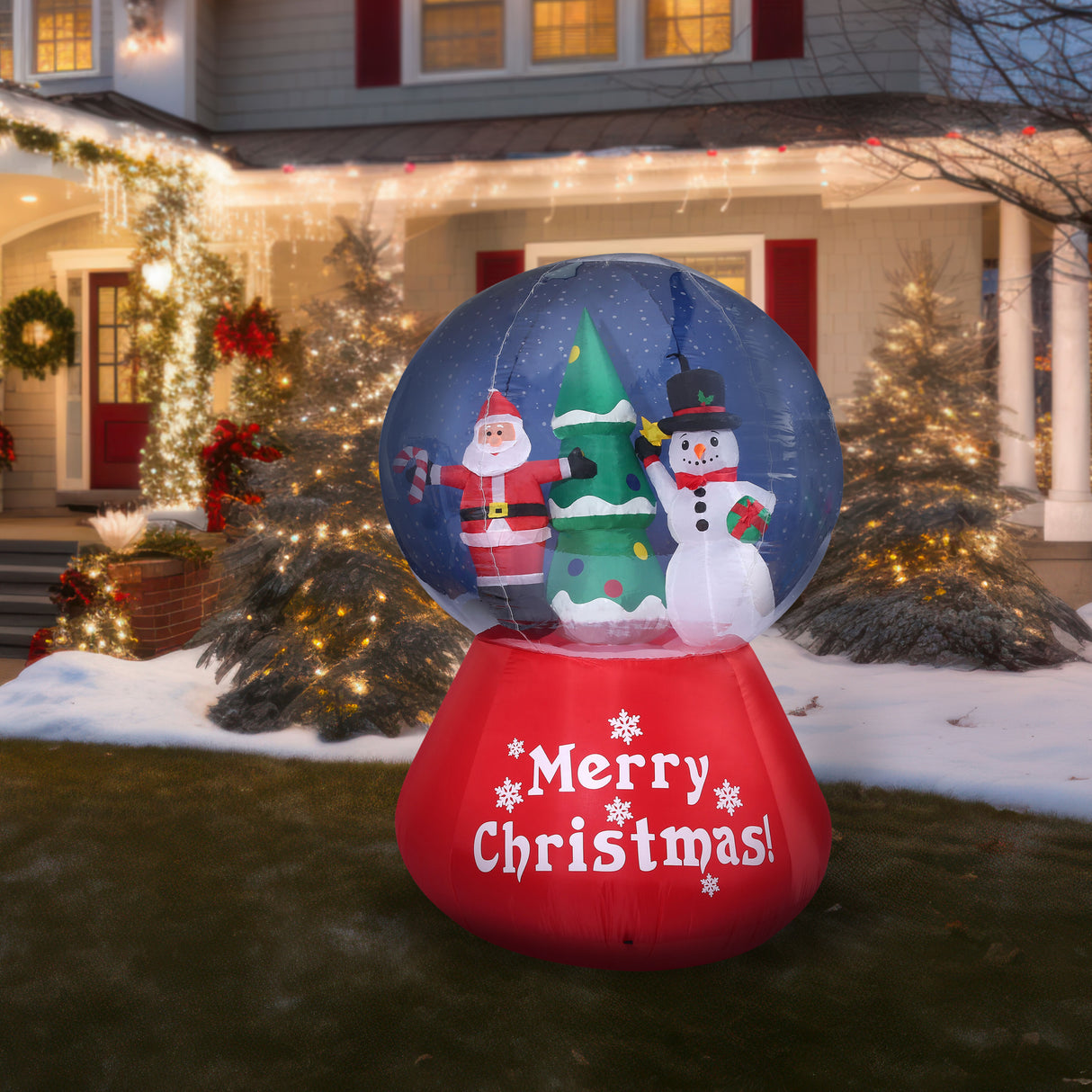 6-Ft. Tall Prelit Santa and Snowman Snow Globe Inflatable