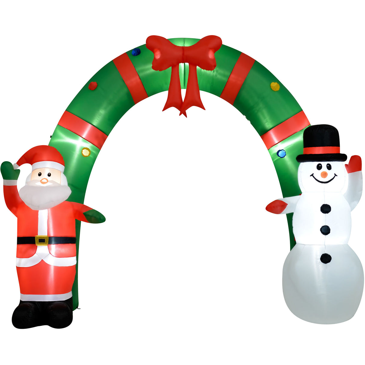 8-Ft. Tall Walkway Arch w/ Santa Claus and Snowman, Outdoor Blow-Up Christmas Inflatable w/ Lights and Storage Bag