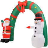 8-Ft. Tall Walkway Arch w/ Santa Claus and Snowman, Outdoor Blow-Up Christmas Inflatable w/ Lights and Storage Bag