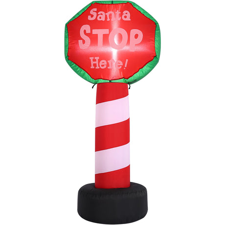 3.5-Ft. Tall Prelit "Santa Stop Here" Sign Inflatable