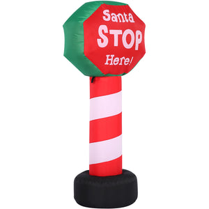 3.5-Ft. Tall Prelit "Santa Stop Here" Sign Inflatable