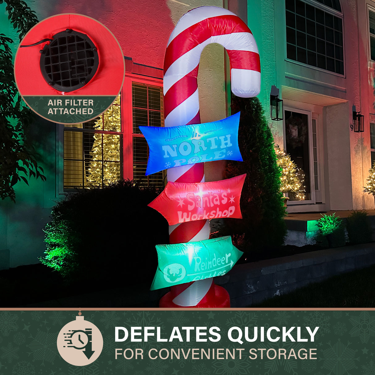 8-Ft. Tall Prelit Directional Sign Inflatable