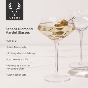 Seneca crystal diamond martini glasses viski®