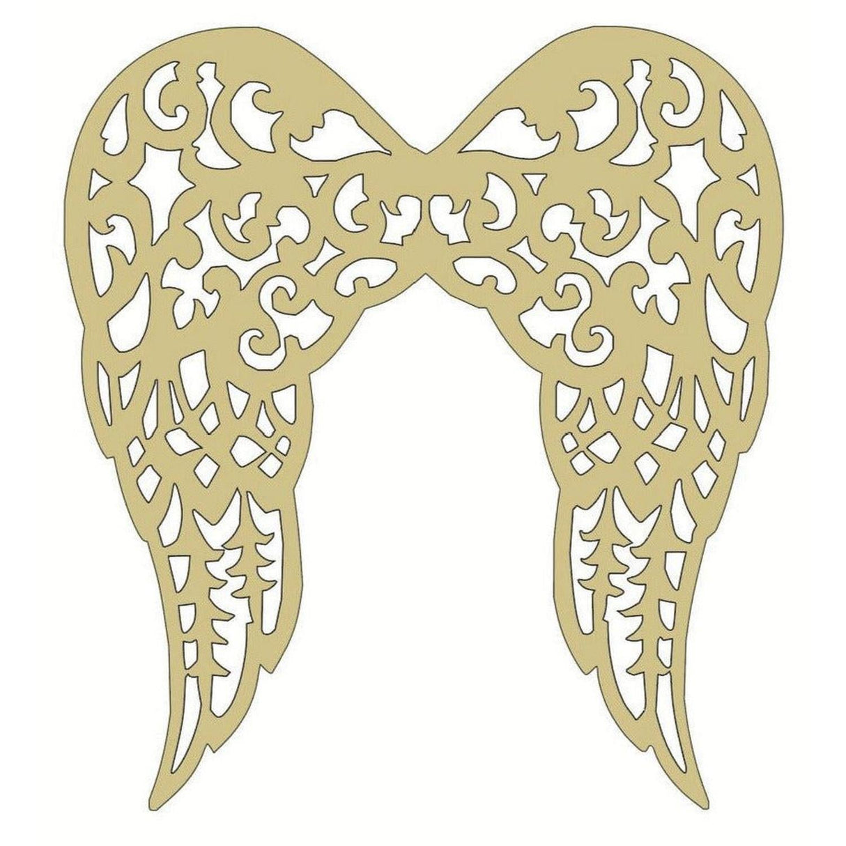 Filigree Angel Wings Wood Cutout - Unfinished Wood