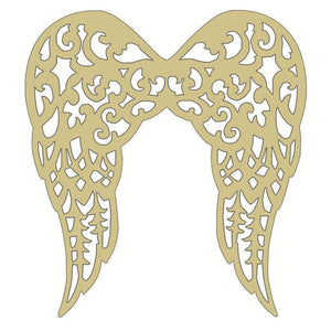 Filigree Angel Wings Wood Cutout - Unfinished Wood