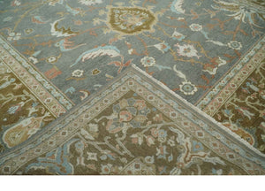 Fine 9x12 Traditional Gray and Brown Antique Style Hand knotted Traditional Wool Area Rug | AC47912
