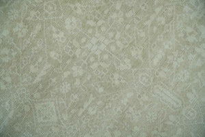 Fine Antique Design Ivory and light Olive Traditional Hand Knotted 8x10 wool area Rug