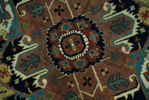 Fine Blue, Brown and Teal Traditional Floral Hand knotted 8x10 wool Area Rug