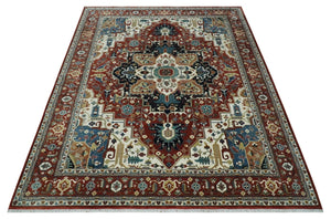 Fine Hand Knotted Brown and Ivory 8x10 and 9x12 Traditional Wool Area Rug