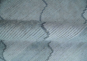 Fine Hand Loomed 8x10 Silver, Gray and Charcoal Modern Geometric Trellis Art Silk Area Rug