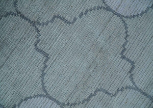 Fine Hand Loomed 8x10 Silver, Gray and Charcoal Modern Geometric Trellis Art Silk Area Rug