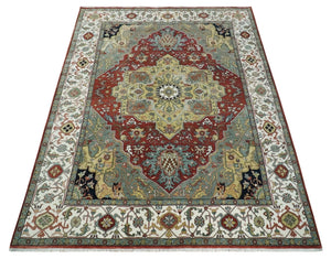 Fine Knots Beige, Brown and Ivory 9x12 Hand knotted Traditional Wool Area Rug