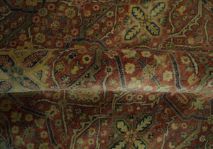Fine Serapi Hand Knotted 9x12 Rust, Charcoal and Beige Traditional Antique Wool Area Rug