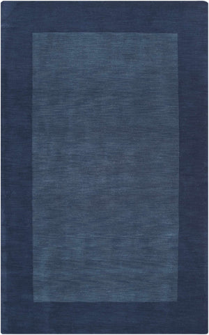 Bordered Solid Ink Blue Wool Rug
