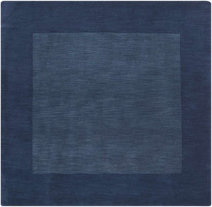 Bordered Solid Ink Blue Wool Rug