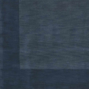 Bordered Solid Ink Blue Wool Rug