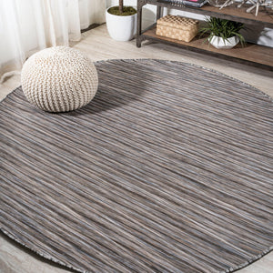 Finn Modern Unique Farmhouse Pinstripe Indoor/Outdoor Round Area Rug - Tuesday Morning - Area Rugs