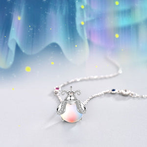 Moonstone Firefly Pendant Necklace Sterling Silver Handmade Gemstone Necklace