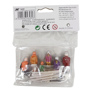 6 Piece sitting figurines with Skis - Orange/Purple