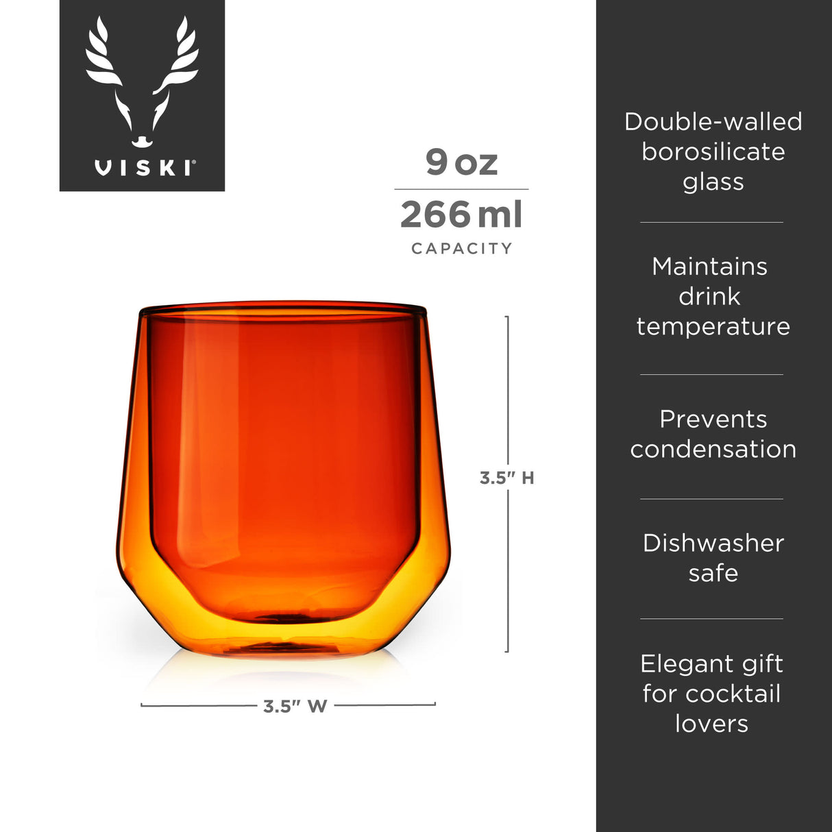 Double walled aurora tumblers in amber (set of 2) by viski