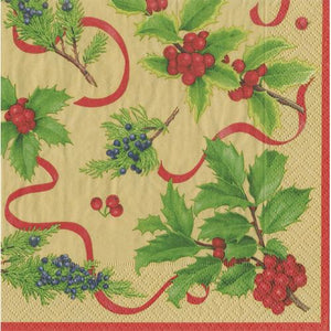 Christmas Trimmings  (Gold) - Cocktail Napkin