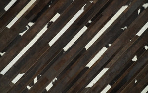 Flatweave Hairon Genuine Leather 5x8, 8x10 and 9x12 Brown Tan and Ivory Area Rug