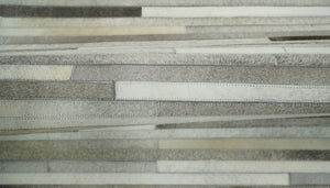 Flatweave Hairon Genuine Leather Stripe Design Beige and Ivory Area Rug