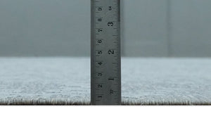 Flatwoven 8x10 Hand Made Silver Modern Minimalist Art Silk and Wool Rug