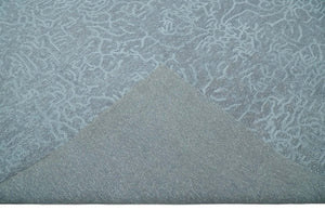 Flatwoven 8x10 Hand Made Silver Modern Minimalist Art Silk and Wool Rug