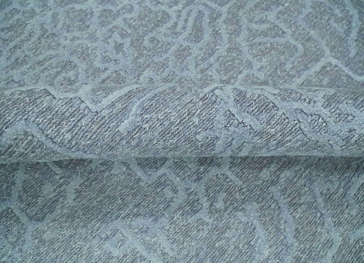 Flatwoven 8x10 Hand Made Silver Modern Minimalist Art Silk and Wool Rug