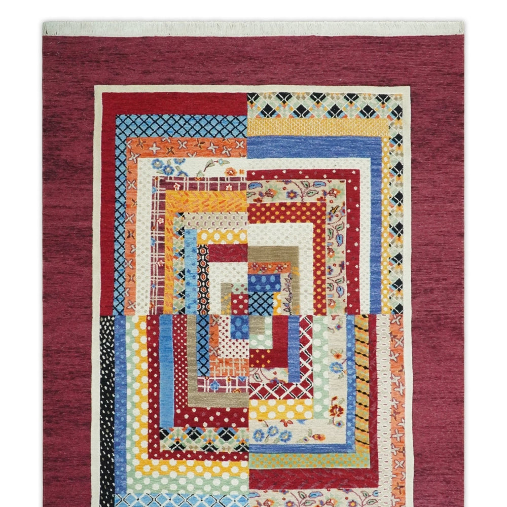 Flatwoven Modern Geometric 5x7 Multicolor Wool Hand Made Rug