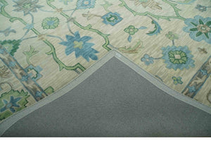 Floral Beige, Gray, Blue and Green Oriental Oushak Hand Tufted 8x10 wool Area rug