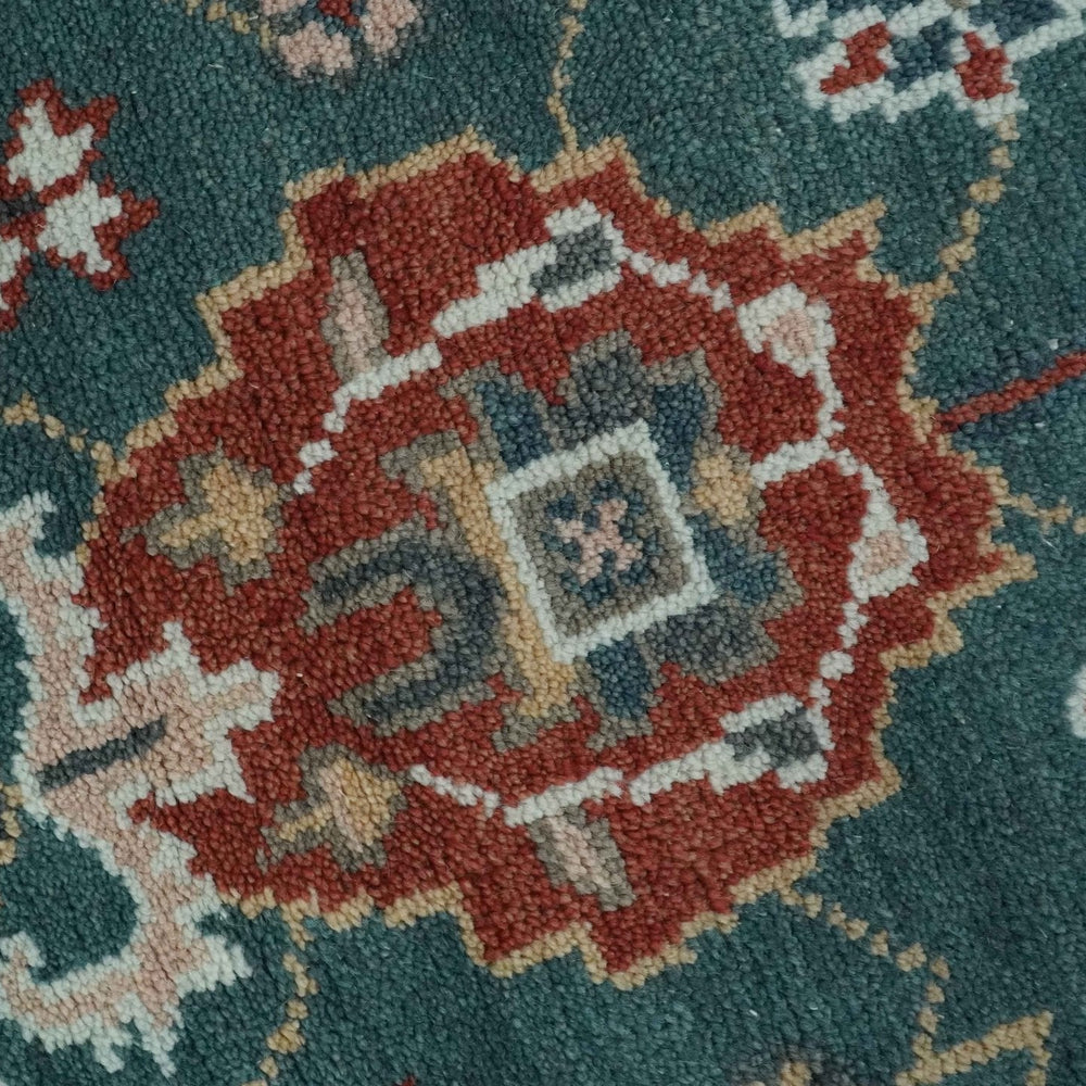 Floral Teal, Camel and Brown Hand Knotted Oriental Oushak Multi Size wool Area Rug