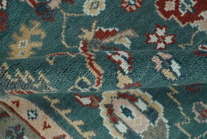 Floral Teal, Camel and Brown Hand Knotted Oriental Oushak Multi Size wool Area Rug