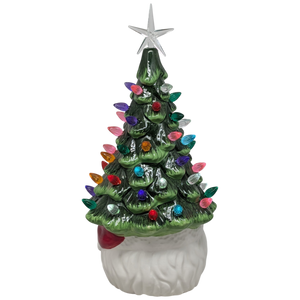 Santa  Ceramic Christmas Tree Lighted  With Timer