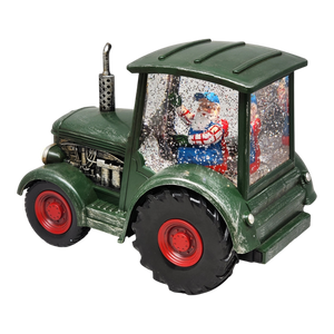 Lighted Water Globe Tractor with Santa Driving
